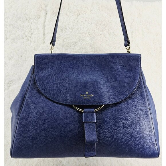 KATE SPADE Jasper Clarke Street Ocean Blue Pebble Leather Top Handle Shoulder Ba - Picture 3 of 16